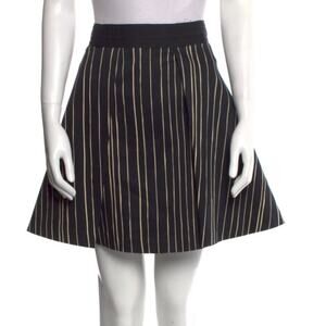 Alice + Olivia Black White Lined Striped A Line Mini Skirt 8 Classic Versatile